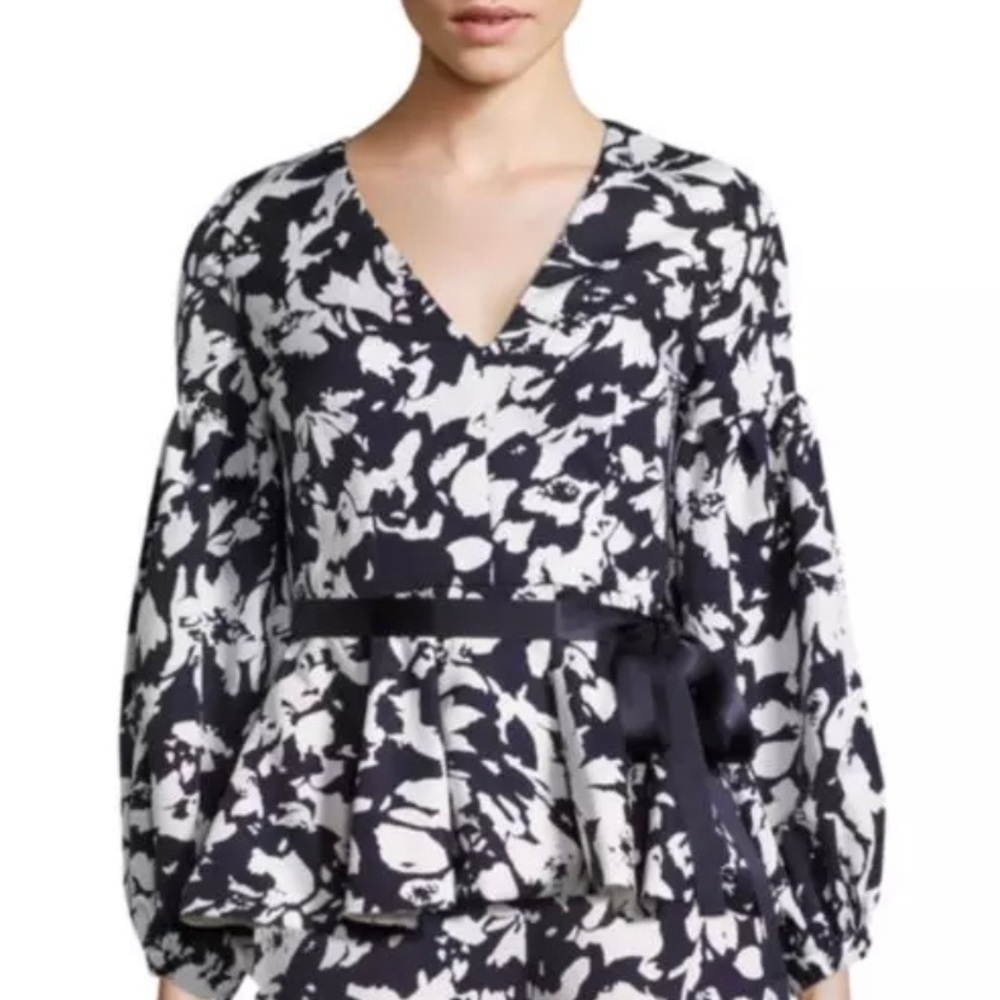 NEW XS Alexis Sienna Floral-Print Peplum Top